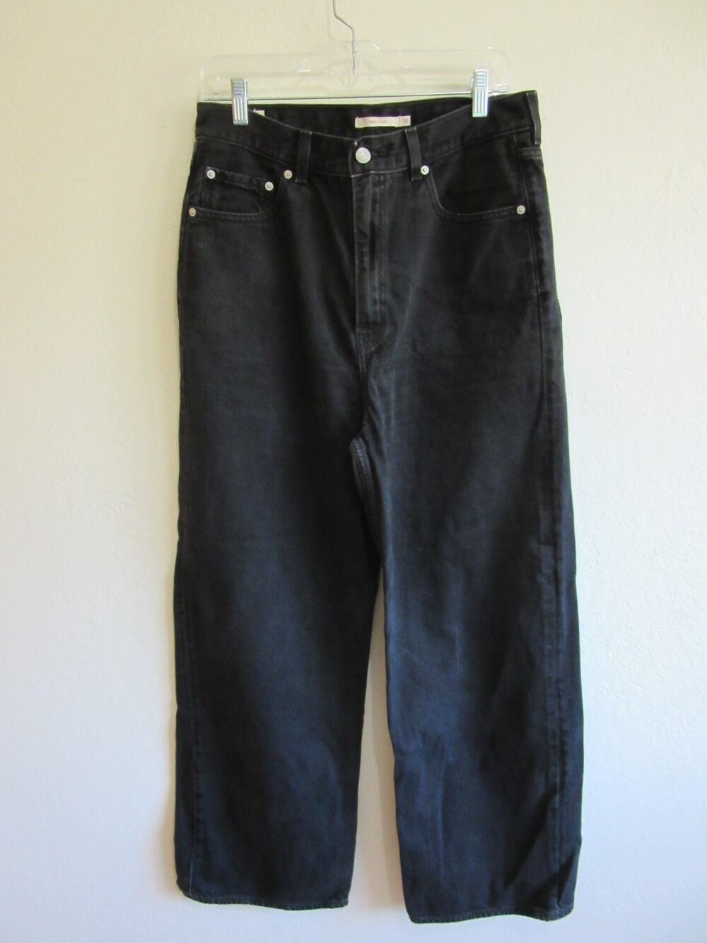 LEVIS Black High Loose 31 Straight Leg Cotton Blend Denim Jeans-CA